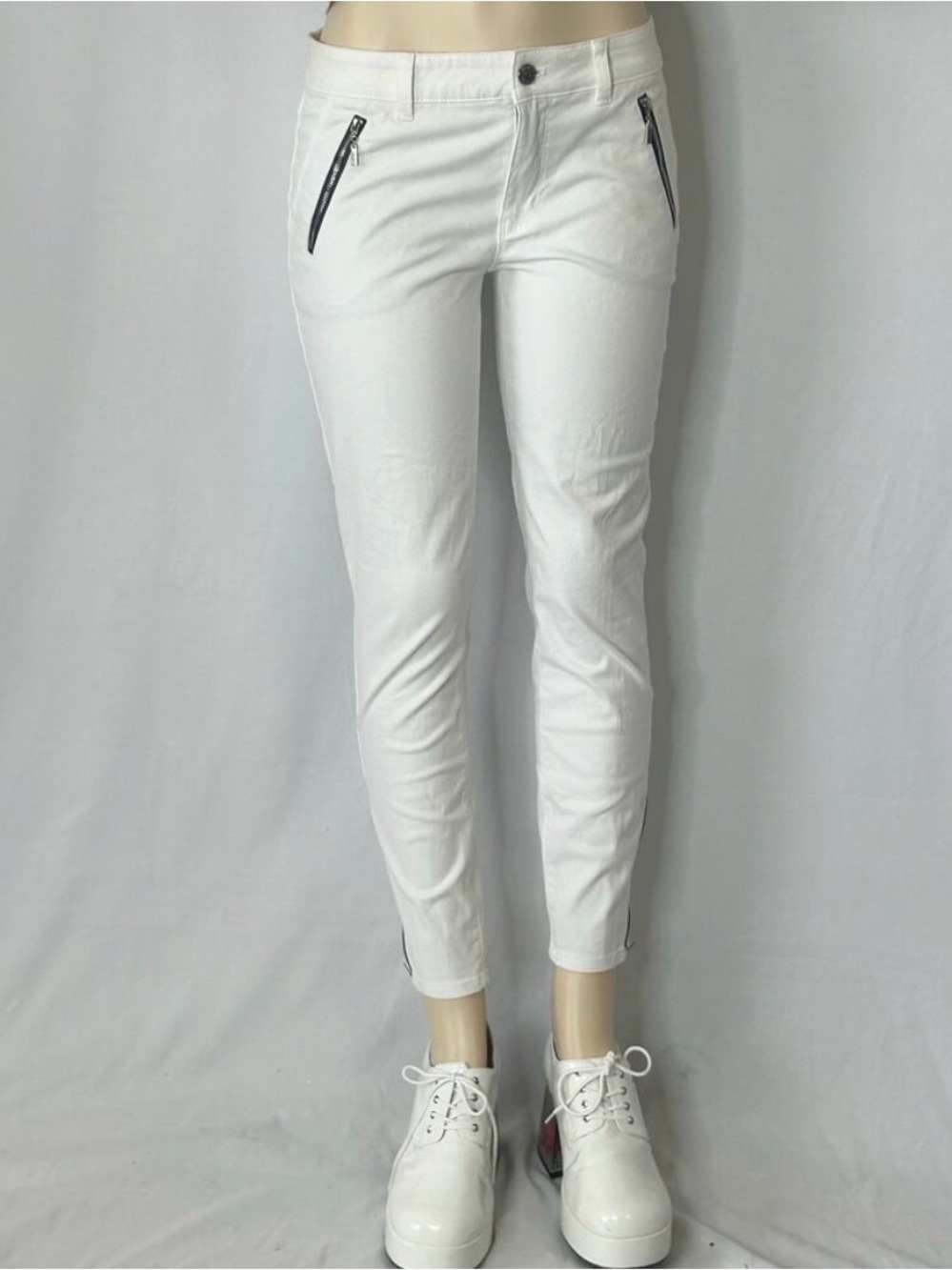 White House Black Market The Skimmer Slim Crop Jeans w black zipper size 14